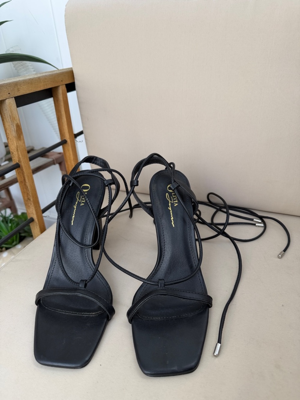 Strappy Lace-Up Black Women's Sandals